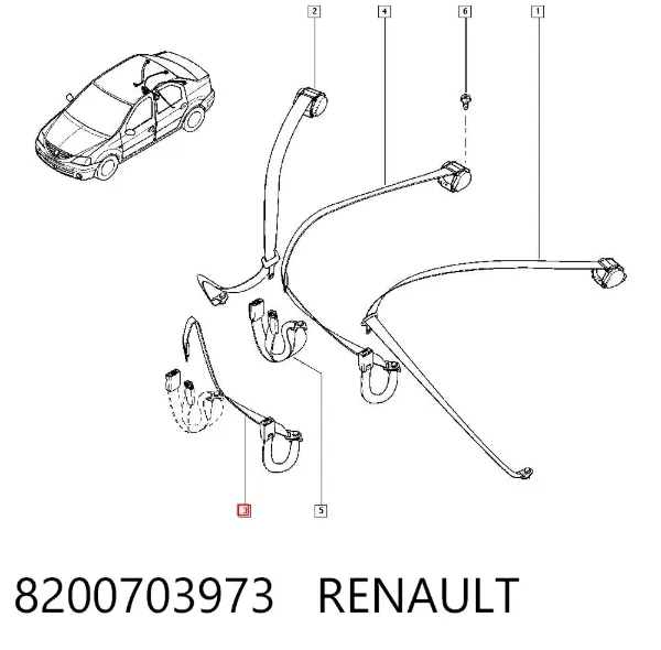 Ремень безопасности задний центральный 8200703973 Renault (RVI)