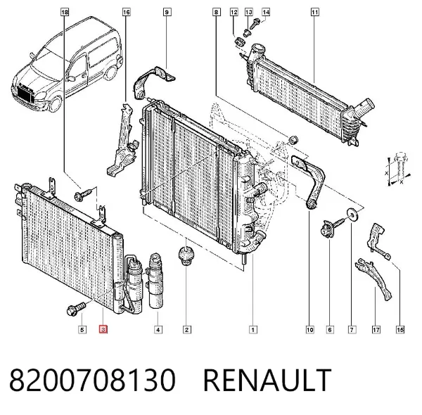 Радиатор кондиционера 8200708130 Renault (RVI)