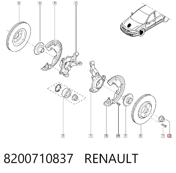 Гайка передней ступицы 8200710837 Renault (RVI)