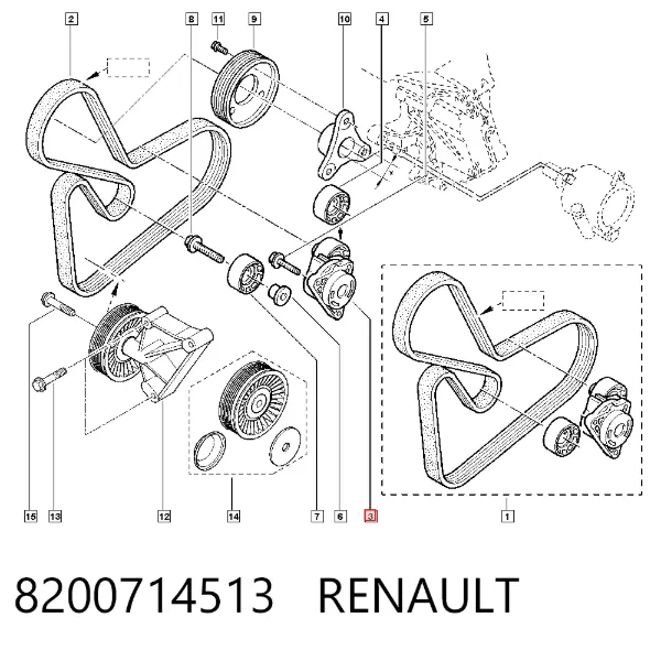 Натяжитель приводного ремня 8200714513 Renault (RVI)