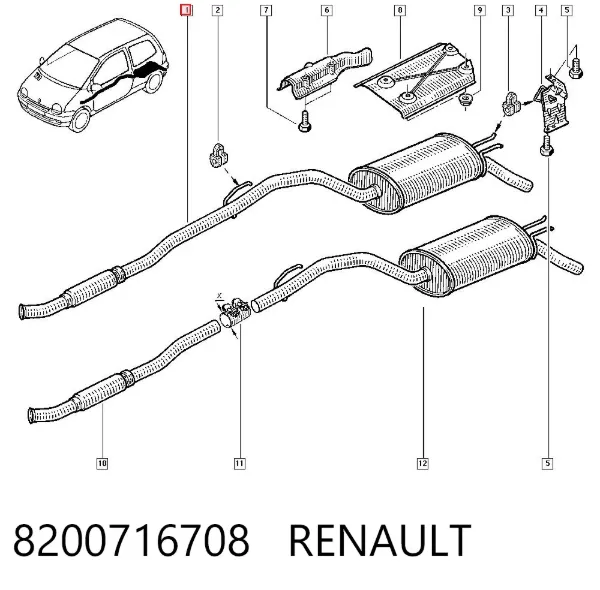 Глушитель задний 8200716708 Renault (RVI)