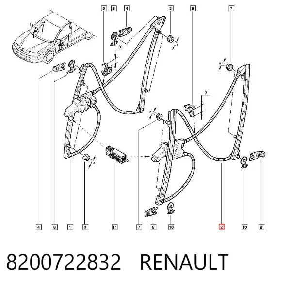 Стеклоподъемник передней левой двери 8200722832 Renault (RVI)