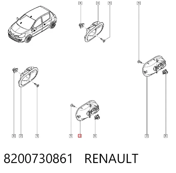 Ручка двери левой внутренняя передняя/задняя 8200730861 Renault (RVI)