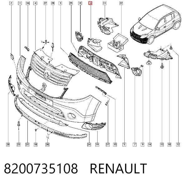 Дефлектор переднего бампера правый 8200735108 Renault (RVI)