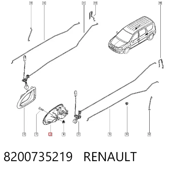 Ручка двери левой внутренняя передняя/задняя 8200735219 Renault (RVI)