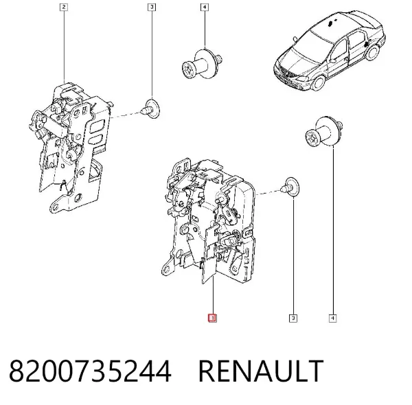 Замок двери задней левой 8200735244 Renault (RVI)