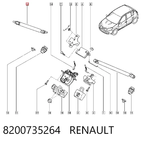 Амортизатор багажника 8200735264 Renault (RVI)