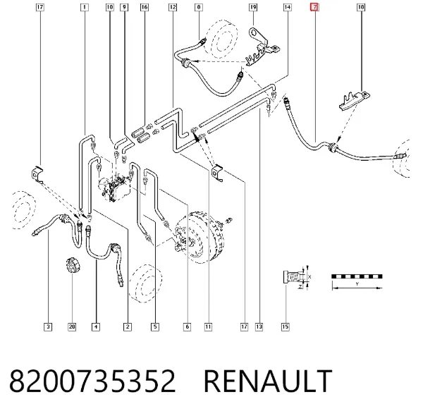 Задний тормозной шланг 8200735352 Renault (RVI)