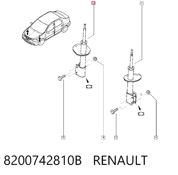 Амортизатор передний 8200742810B Renault (RVI)