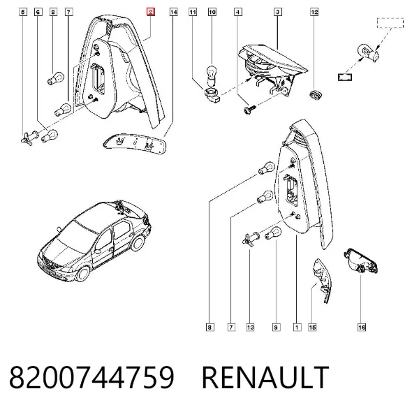 Задний фонарь 8200744759 Renault (RVI)