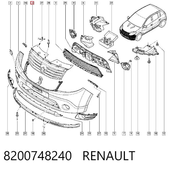 Решетка радиатора 8200748240 Renault (RVI)