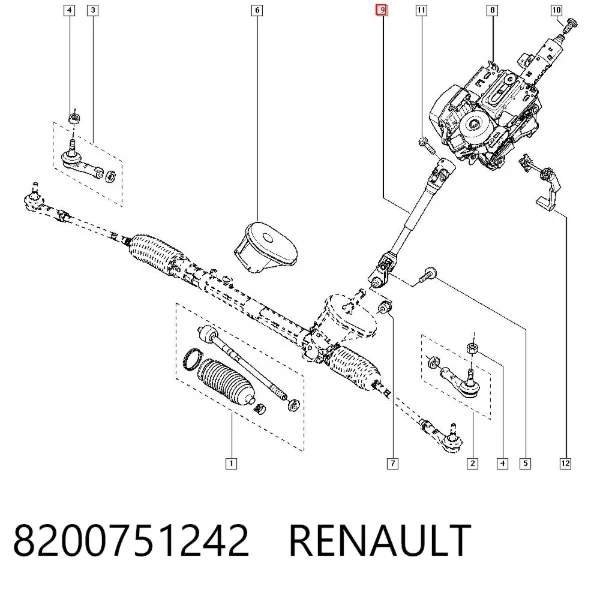 Кардан вала рулевой колонки нижний 8200751242 Renault (RVI)