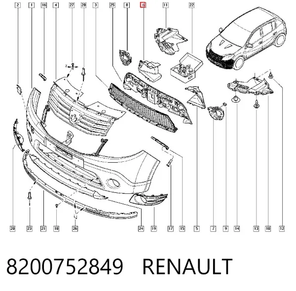 Дефлектор переднего бампера правый 8200752849 Renault (RVI)