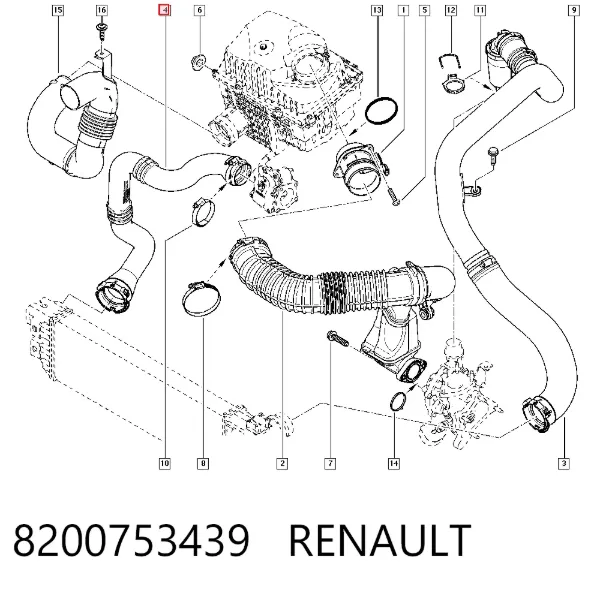 Патрубок интеркулера 8200753439 Renault (RVI)