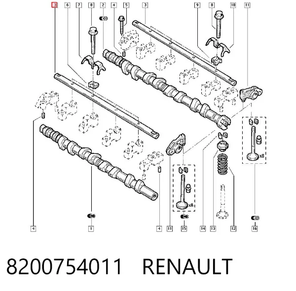 Ось коромысла рокеров 8200754011 Renault (RVI)