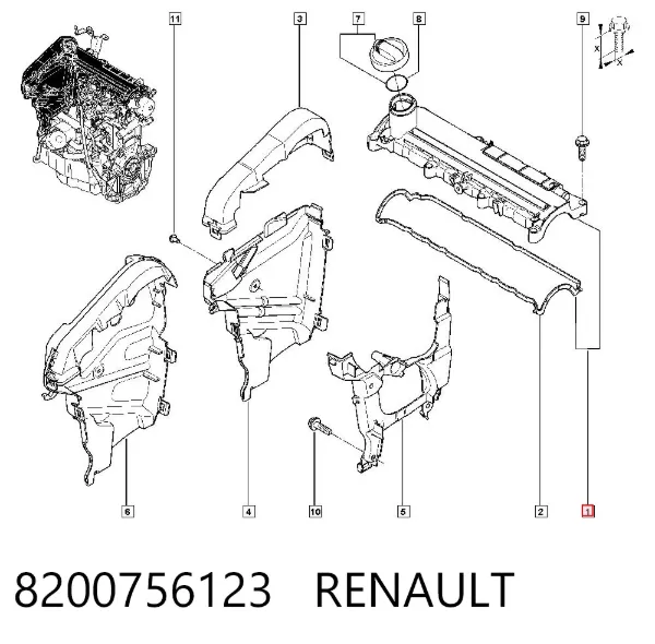 Клапанная крышка 8200756123 Renault (RVI)