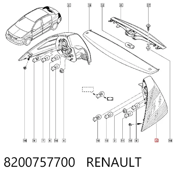 Задний фонарь 8200757700 Renault (RVI)