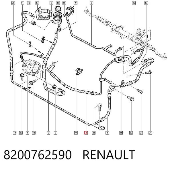 Шланг ГУР высокого давления 8200762590 Renault (RVI)