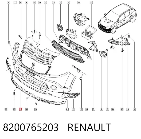 Спойлер переднего бампера 8200765203 Renault (RVI)