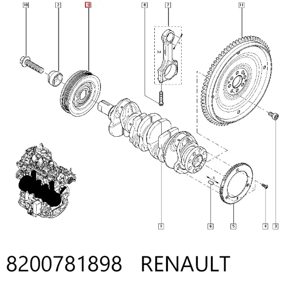 Шкив коленвала 8200781898 Renault (RVI)