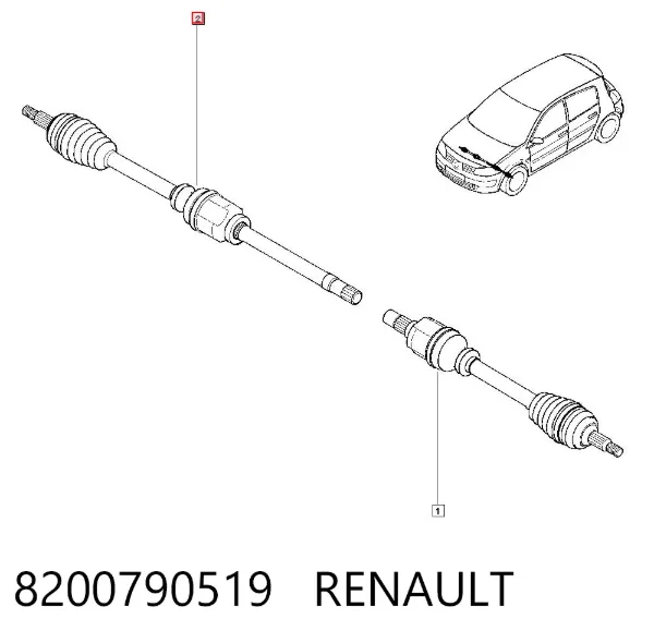 Правая полуось 8200790519 Renault (RVI)