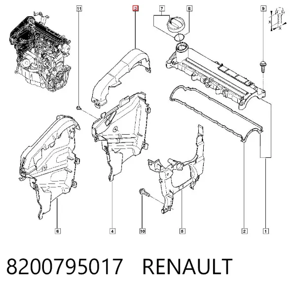 Верхний кожух ремня ГРМ 8200795017 Renault (RVI)