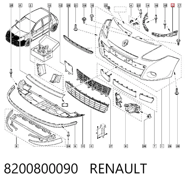 Кронштейн бампера переднего левый 8200800090 Renault (RVI)