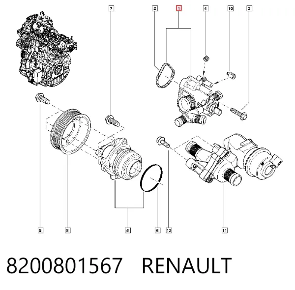 Корпус термостата 8200801567 Renault (RVI)