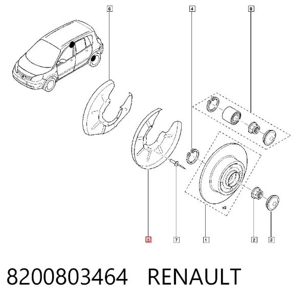 Защита тормозного диска заднего левая 8200803464 Renault (RVI)