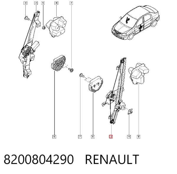 Стеклоподъемник передней левой двери 8200804290 Renault (RVI)