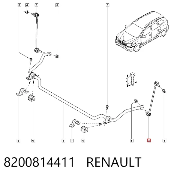 Стойка переднего стабилизатора 8200814411 Renault (RVI)