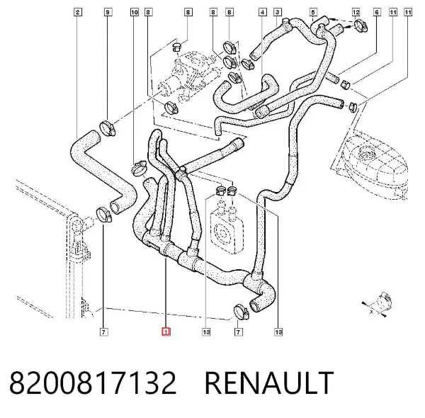 Нижний шлаг радиатора охлаждения 8200817132 Renault (RVI)