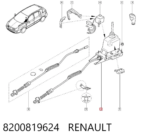 Механизм выбора (переключения) передач 8200819624 Renault (RVI)