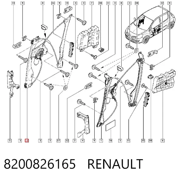 Стеклоподъемник передней правой двери 8200826165 Renault (RVI)