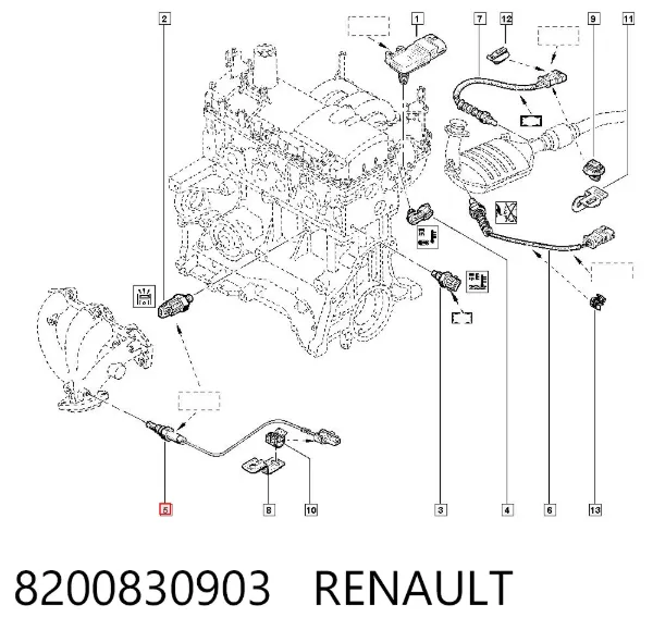 Датчик кислорода до катализатора 8200830903 Renault (RVI)
