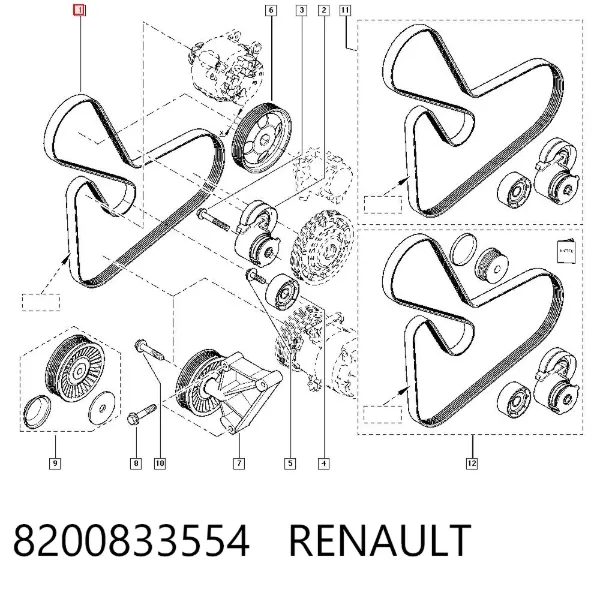 Ремень генератора 8200833554 Renault (RVI)