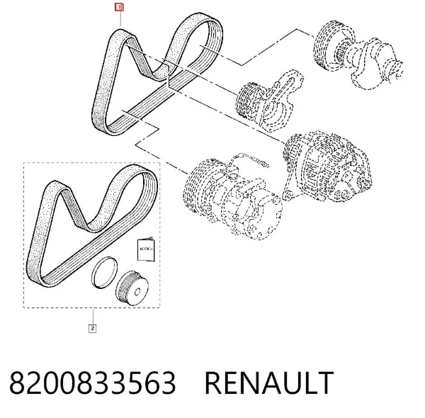 Ремень генератора 8200833563 Renault (RVI)