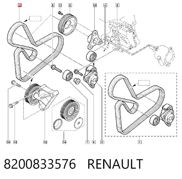 Ремень генератора 8200833576 Renault (RVI)