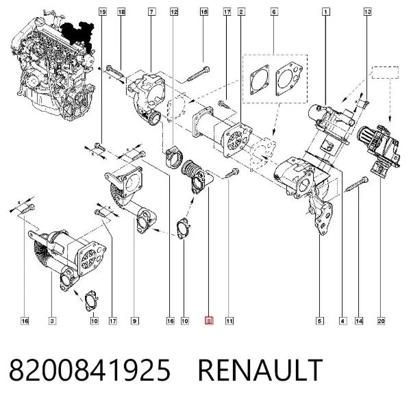 Шланг (патрубок) радиатор EGR, подача 8200841925 Renault (RVI)