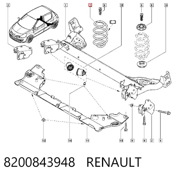 Задняя пружина 8200843948 Renault (RVI)
