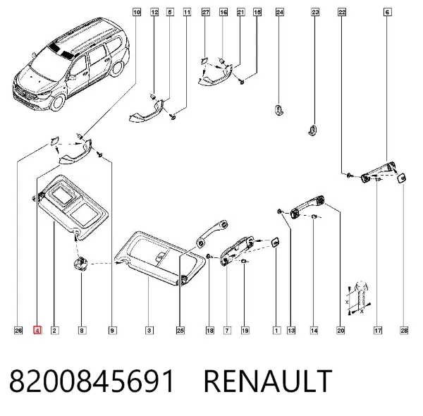 Ручка крыши салона 8200845691 Renault (RVI)