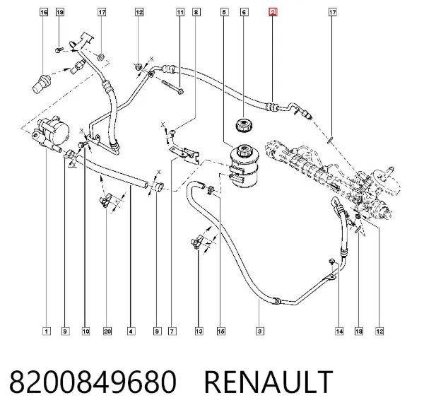 Шланг ГУР высокого давления 8200849680 Renault (RVI)