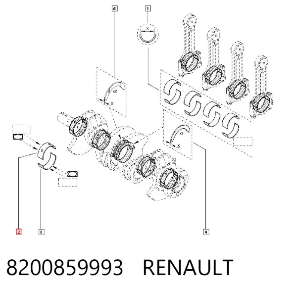 Вкладыши коленвала коренные, комплект, стандарт (STD) 8200859993 Renault (RVI)