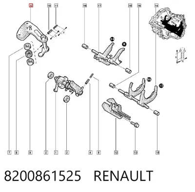 Механизм выбора (переключения) передач RENAULT 8200861525