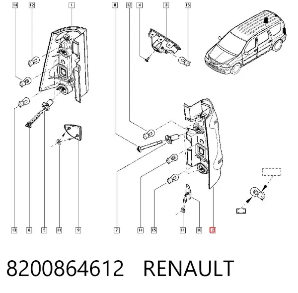 Фонарь задний левый 8200864612 Renault (RVI)