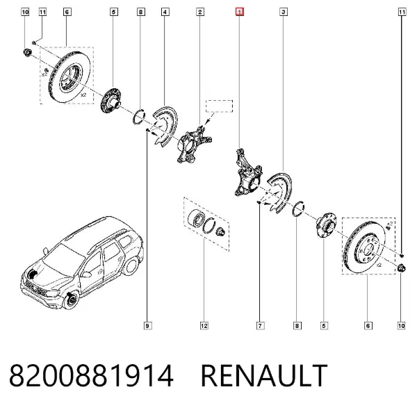 Цапфа передняя левая 8200881914 Renault (RVI)