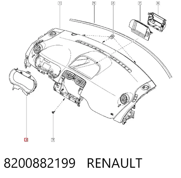 Облицовка щитка приборов "торпедо" 8200882199 Renault (RVI)