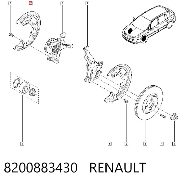 Защита тормозного диска переднего правого 8200883430 Renault (RVI)