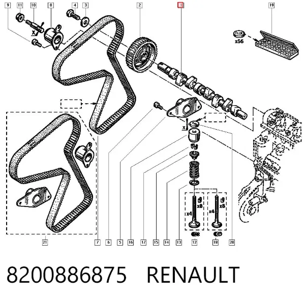 Распредвал 8200886875 Renault (RVI)