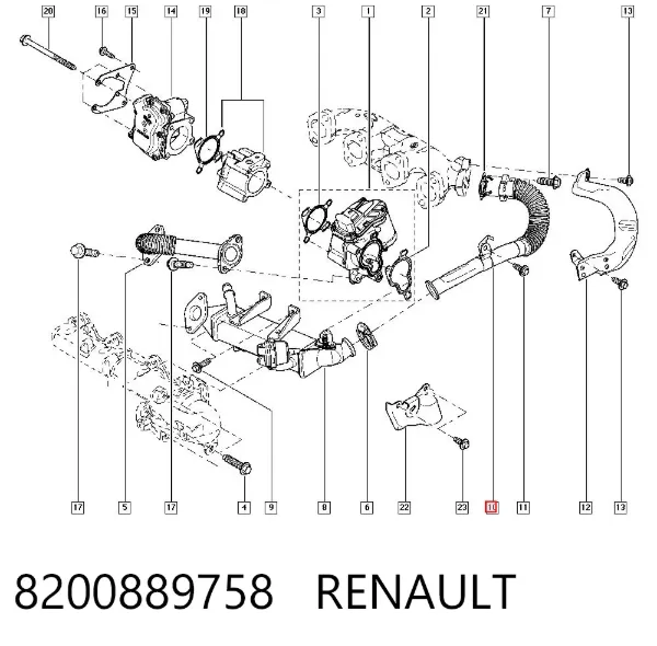 Шланг (патрубок) радиатор EGR, подача 8200889758 Renault (RVI)